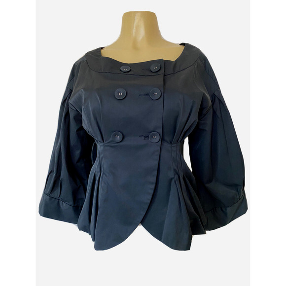 MARNI Blazer Jacket Peplum Navy Bell Balloon 3/4 Sleeve Double Breasted … - Picture 1 of 9